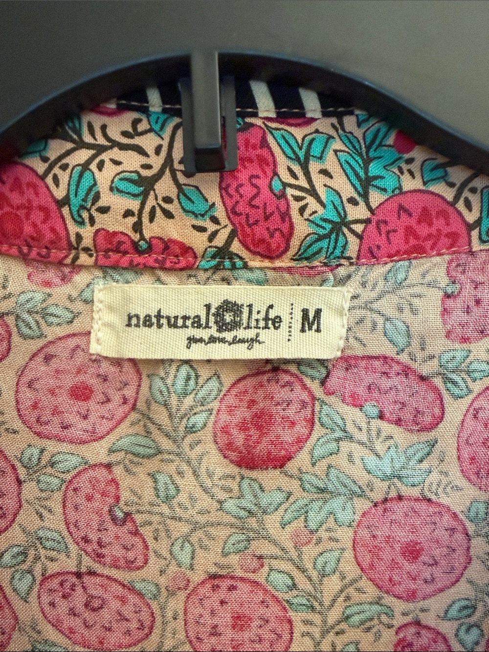 NATURAL LIFE Pink Floral Button-Up Shirt with Green Accents - Picture 2 of 4